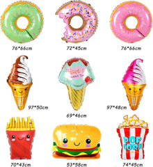 9 Stück Riesen Donut Eis Hamburger Popcorn Luftballons Set