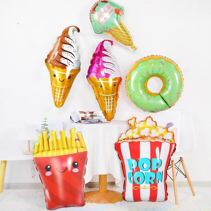 9er Donut Eis Hamburger Fritten XXL Luftballon Set Kindergeburtstag