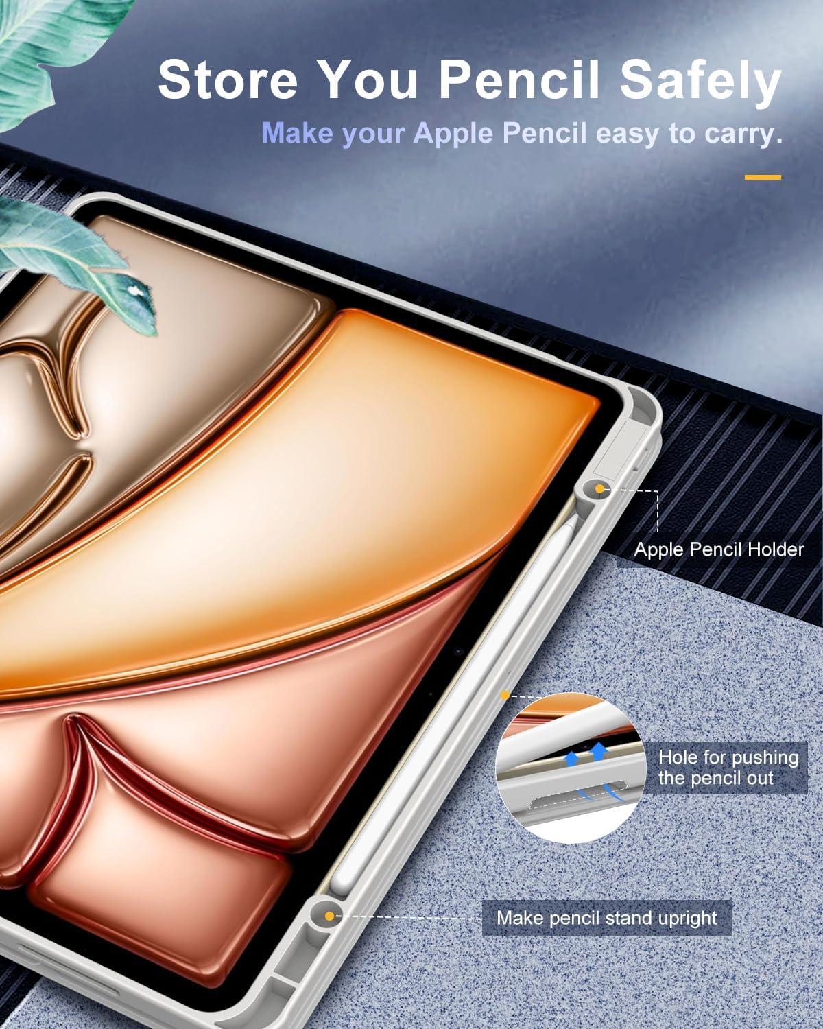 Timovo Hülle für iPad Air 13 Zoll 2024 mit Stifthalter und Ständer in Hellgrau