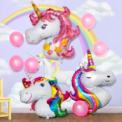 3er Set Einhorn Folienballon XXL, Riesenballon für Partydekorationen