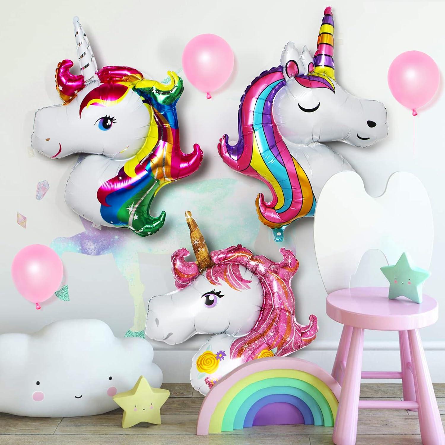 3 Einhorn Folienballons XXL für Hochzeit Geburtstag Deko