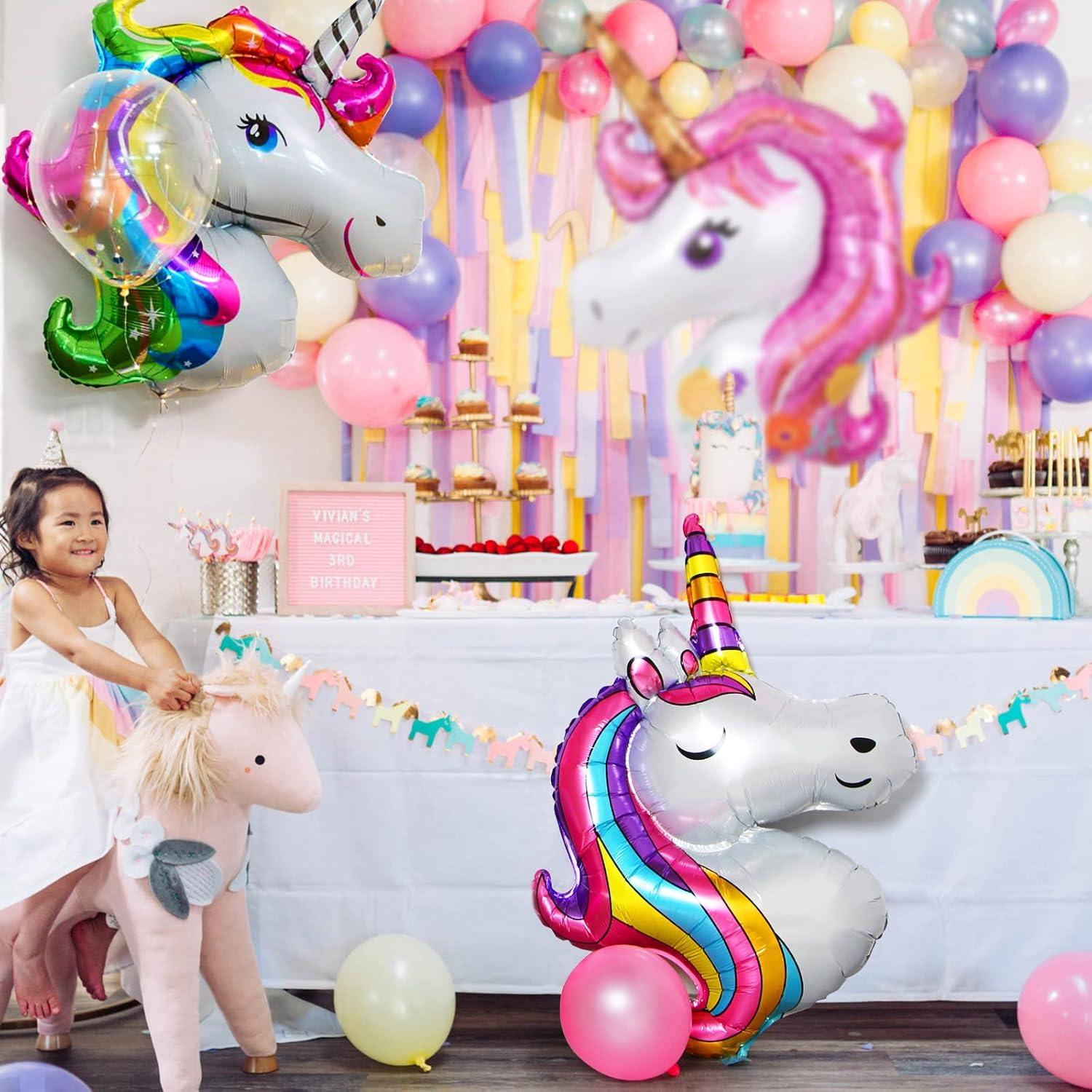 3er Set Einhorn Folienballon XXL Aluminiumfolie Luftballons Heliumballon