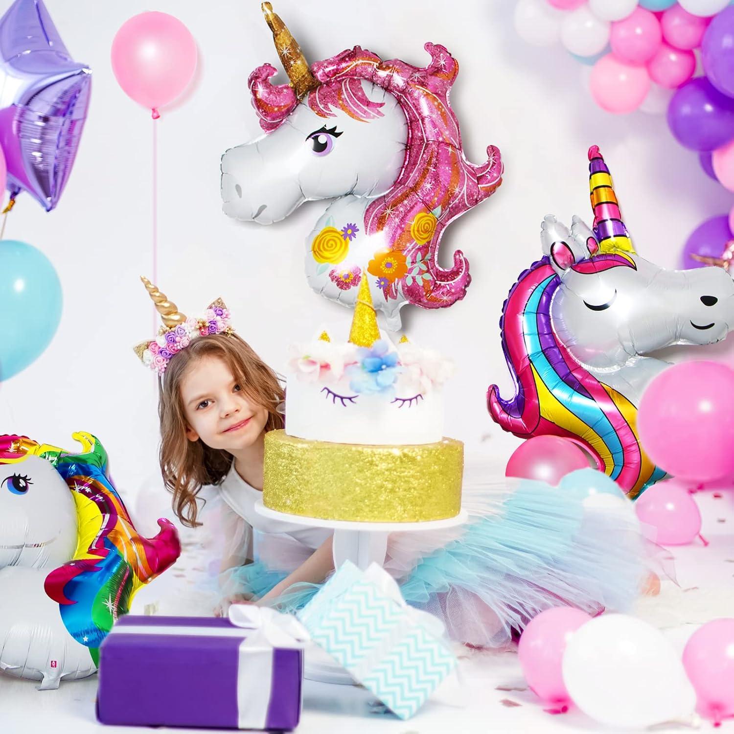 3er Set Einhorn Folienballon XXL Luftballons für Hochzeit Geburtstag