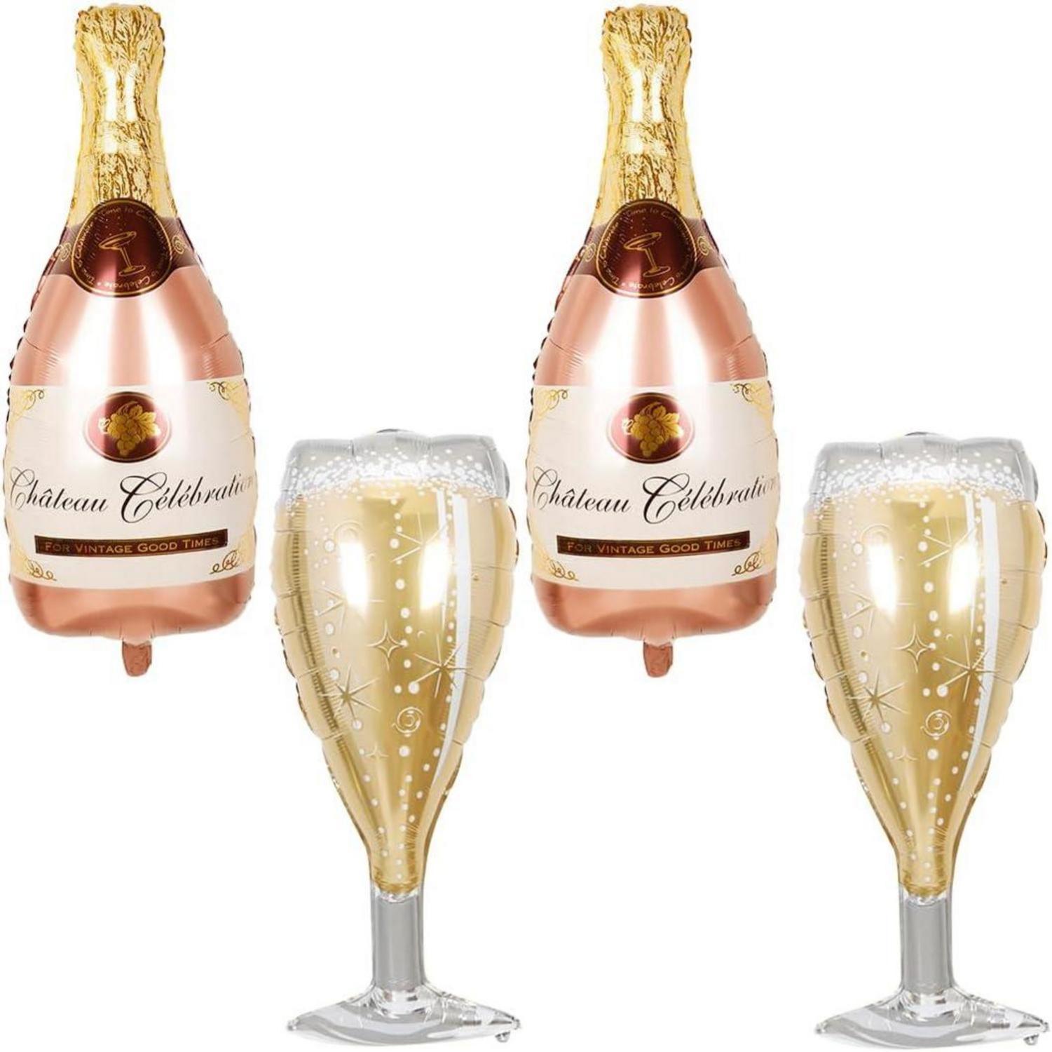 Champagner Folienballon Wein Sektflasche Weinglas Helium Ballon