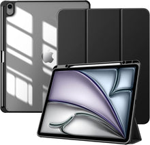 iPad Air 13 2024 Schutzhülle Stifthalter Transparent Schwarz
