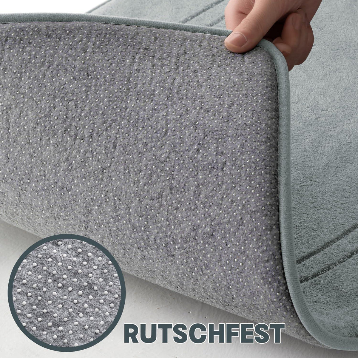3-teiliges Badezimmerteppich Set Grau – Weiche Memory Foam Matten