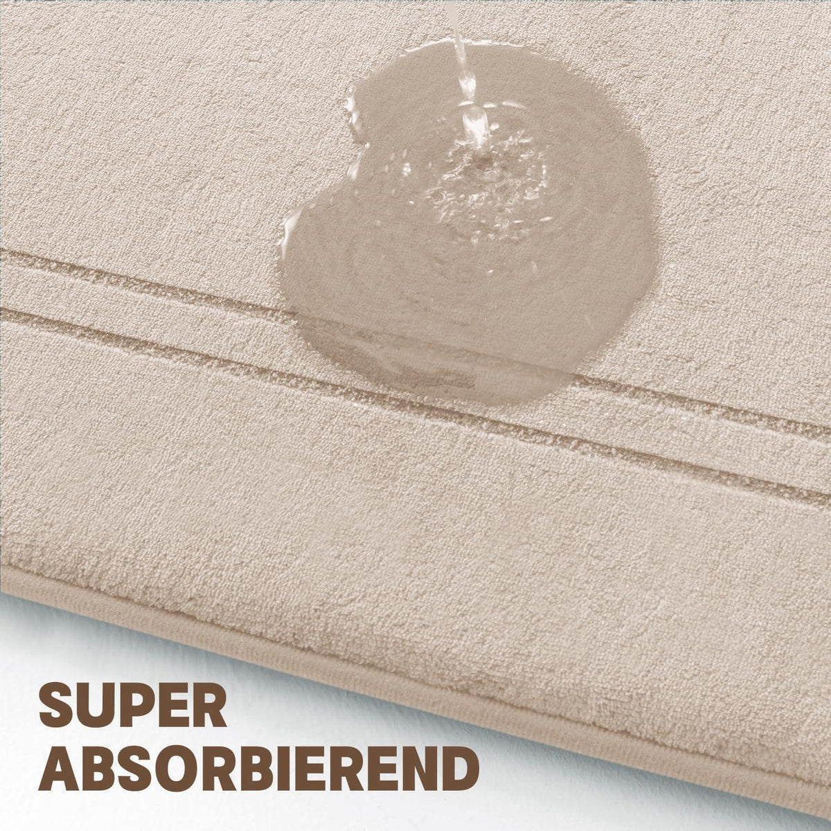 5-teiliges Badezimmerteppich Set Beige – Weiche Memory Foam