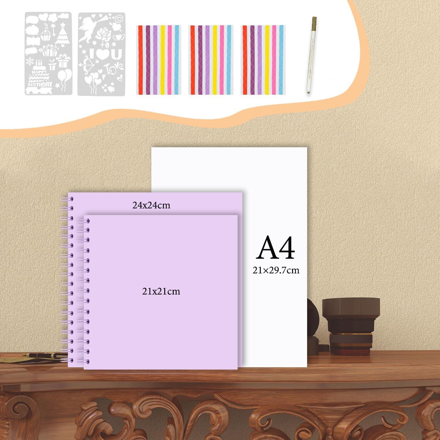 Fotoalbum DIY Spiralalbum Scrapbook 24x24cm 80 Seiten Lila