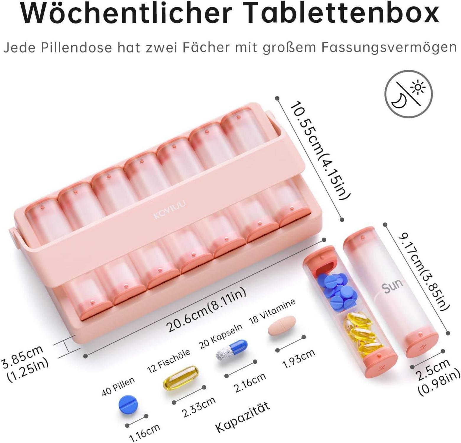Tablettenbox 7 Tage Pillendose 2 Fächer