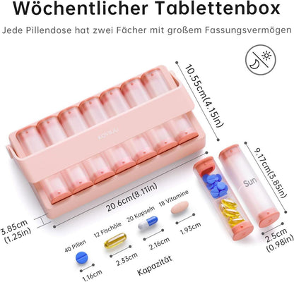 Tablettenbox 7 Tage Pillendose 2 Fächer
