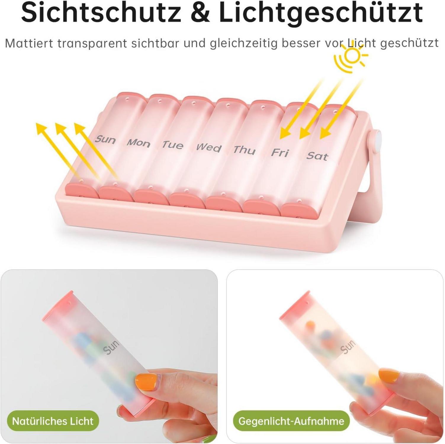 Große Tablettenbox für 7 Tage, Pillendose mit 2 Fächern