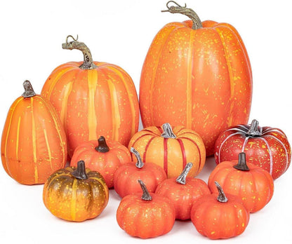 Künstliche Kürbisse Halloween Herbstdeko 12 Stück Sortierte Größe