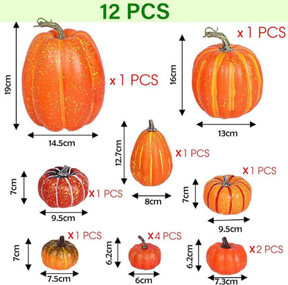 Künstliche Kürbisdekoration Halloween Erntedankfest 12er Set