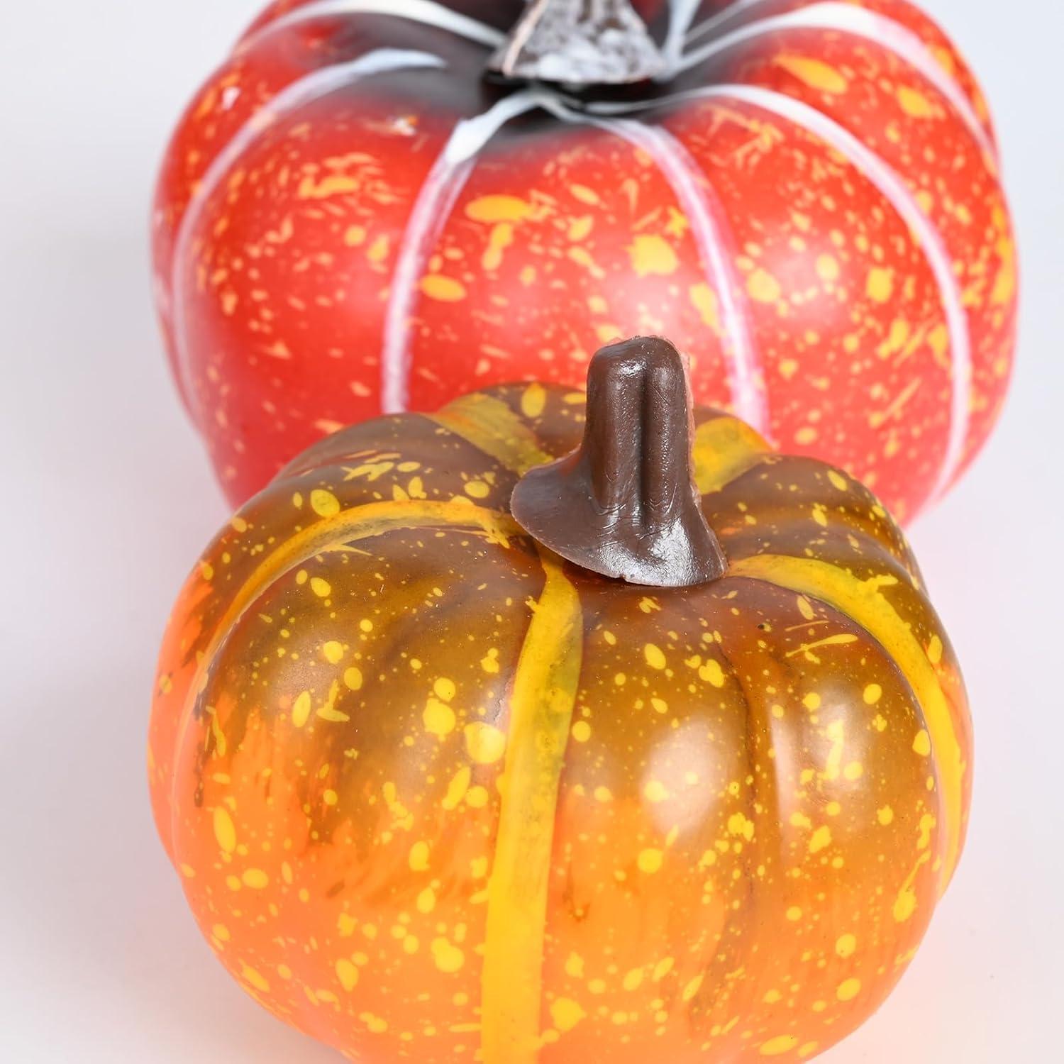 12 Stück Künstliche Halloween Erntedankfest Kürbisse Dekoration