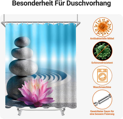 Duschvorhang 100x200cm Kieswüste Antischimmel Textil mit Beschwerter