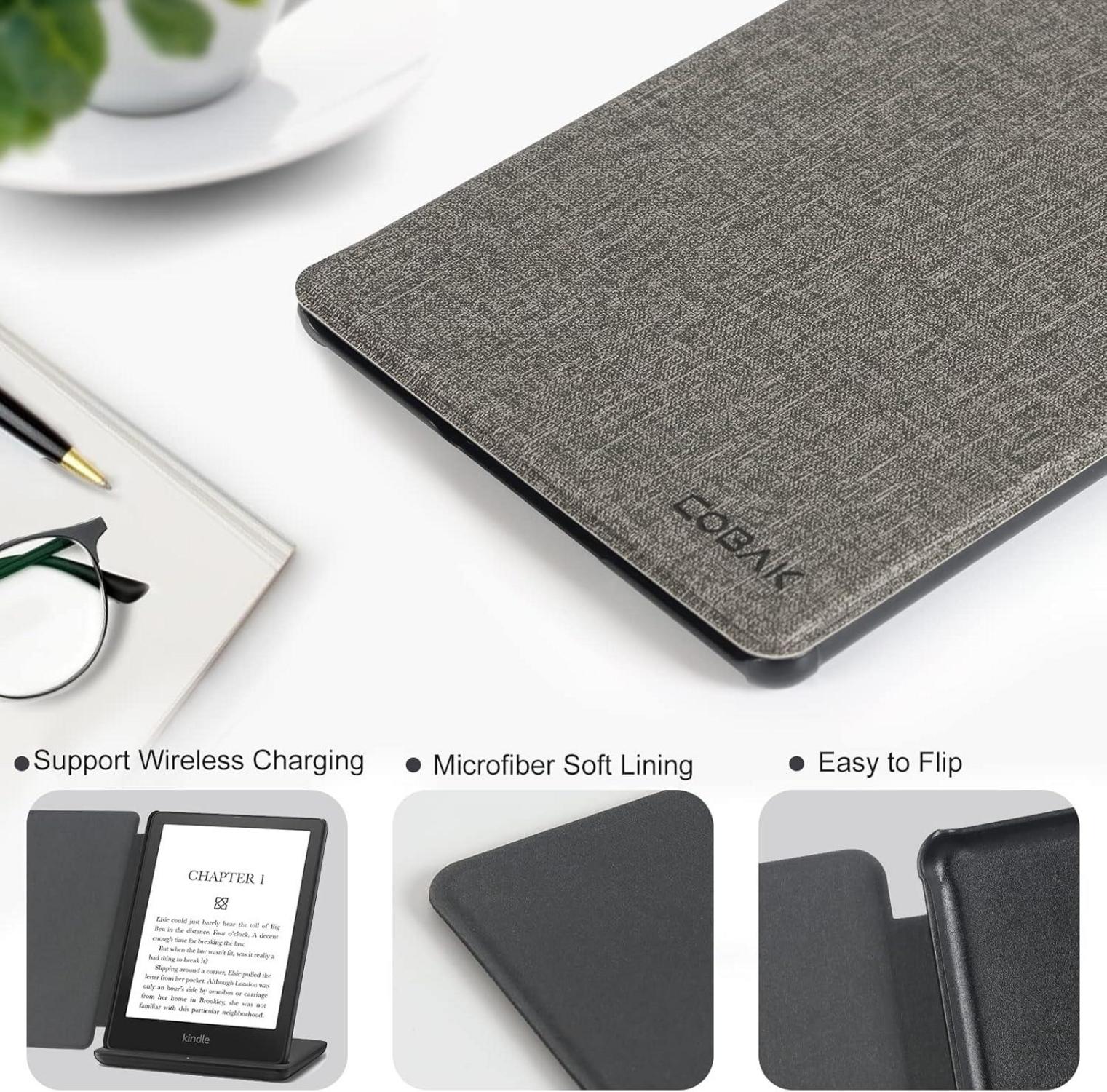CoBak Hülle für Kindle Paperwhite 11. Gen 2021 - Smart-Cover mit Auto-Sleep-Wake-Funktion, Grau