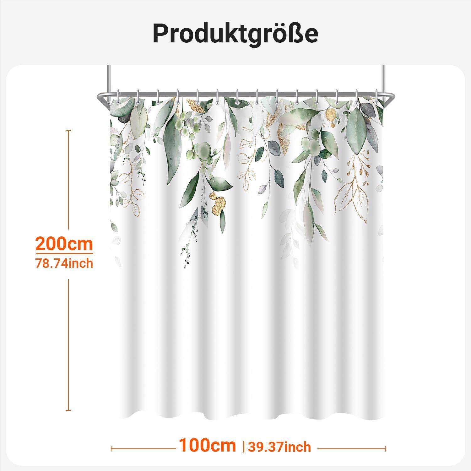 Duschvorhang Goldene Blätter Antischimmel Textil 100x200cm