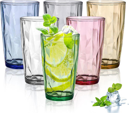 6er Set Große Trinkgläser 470 ml Acrylbecher Kristallglas-Optik