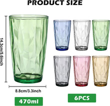 6er Set Große Acryl Trinkgläser 470ml - Bunte Wassergläser