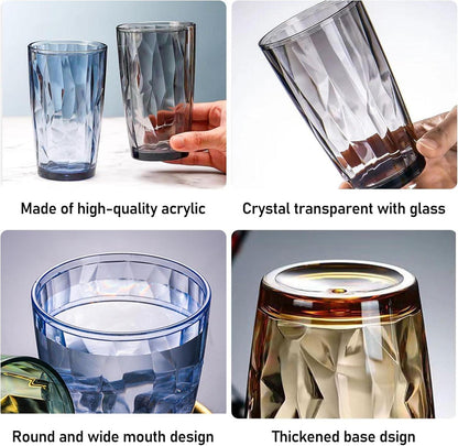 6er Set Große Trinkgläser 470 ml Acrylbecher Kristallglas-Optik