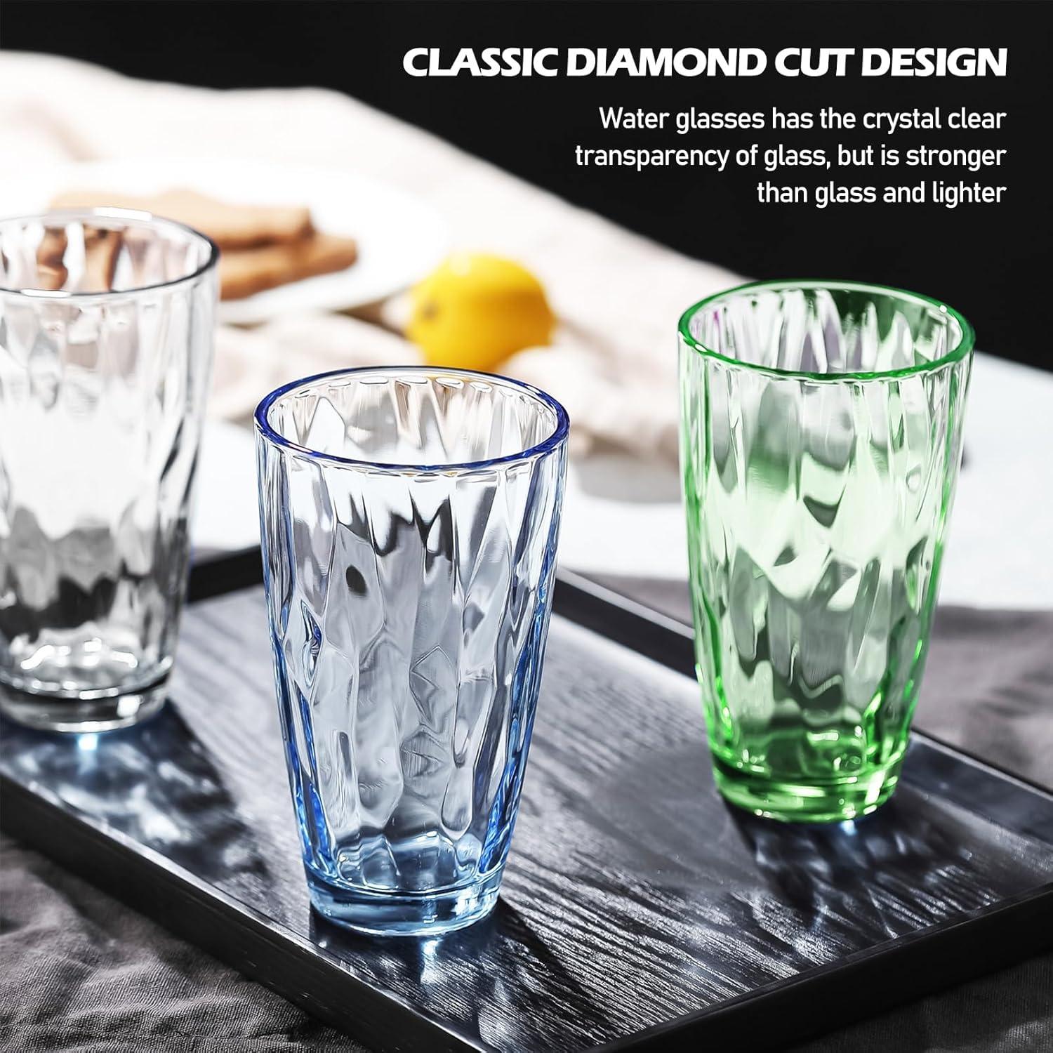 Große Trinkgläser 6er Set 470 ml Wassergläser Acrylbecher Kristallglas-Optik