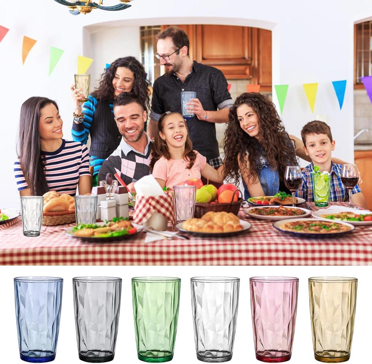 Trinkgläser Set 6er 470 ml Acryl Kristallglas-Optik in 6 Farben