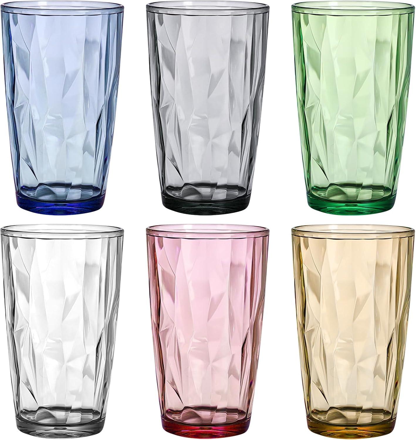 Große Trinkgläser 6er Set 470 ml Wassergläser Acrylbecher Kristallglas-Optik