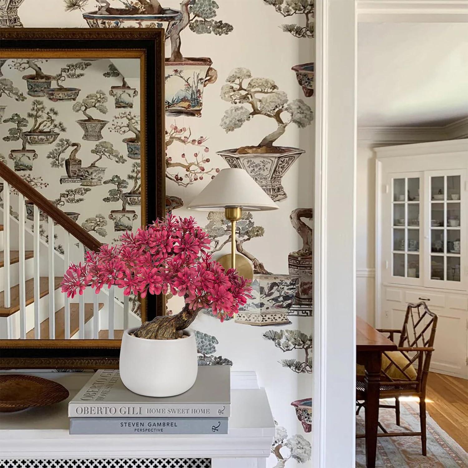 25 cm Kunstbonsai Baum im Keramiktopf Künstliche Pflanze Wohnzimmer Deko