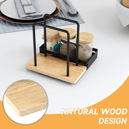 Serviettenhalter Schwarz Metall Holz Tisch Organizer