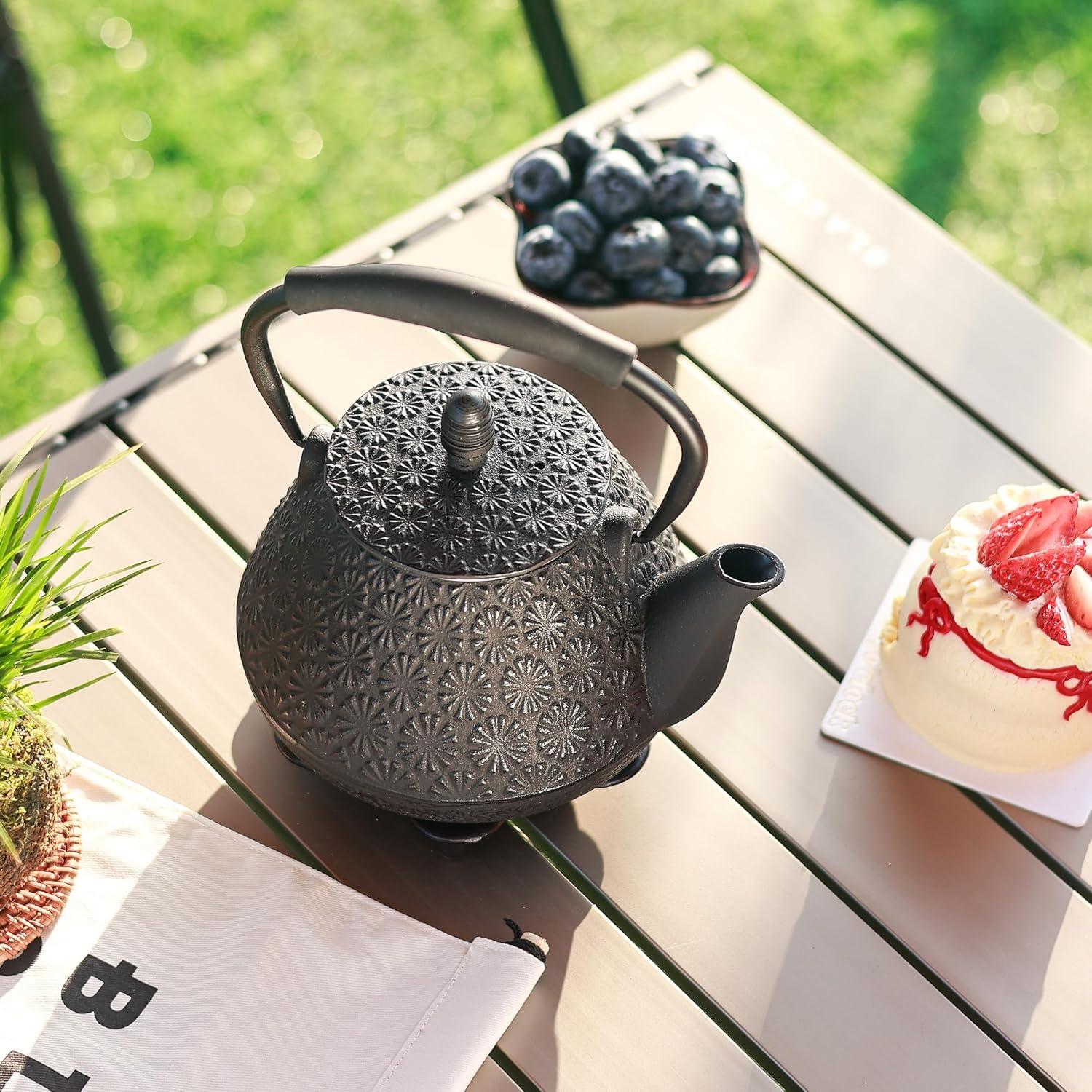 Teekanne Gusseisen 950ml japanisches Kirschblütenmuster