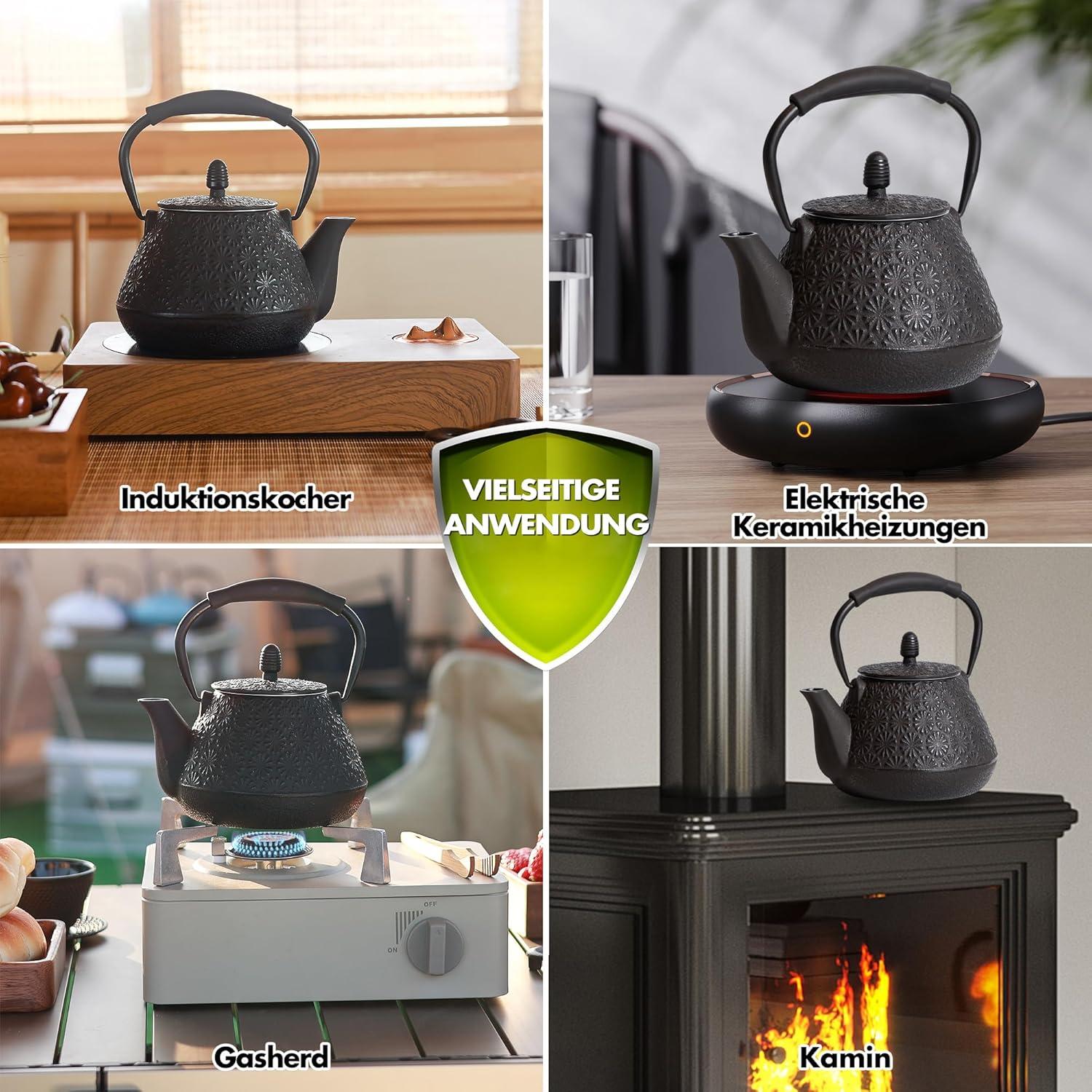 Gusseisen-Teekanne mit Kirschblütenmuster