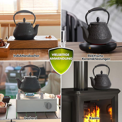 Gusseisen-Teekanne mit Kirschblütenmuster