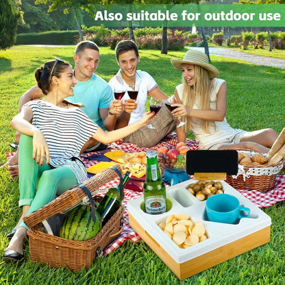 Alyoen Couchbar Snackbox mit Bambus-Holz-Sofatablett
