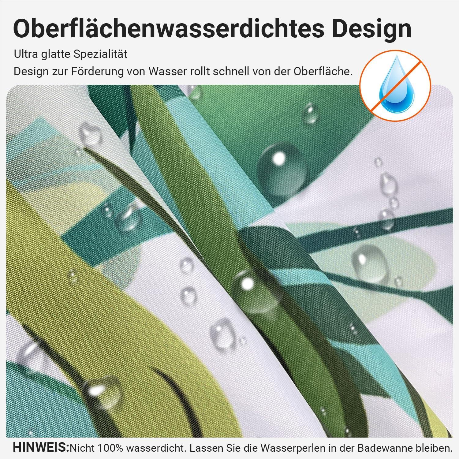 Duschvorhang Grün Blätter 100x200 Antischimmel Textil