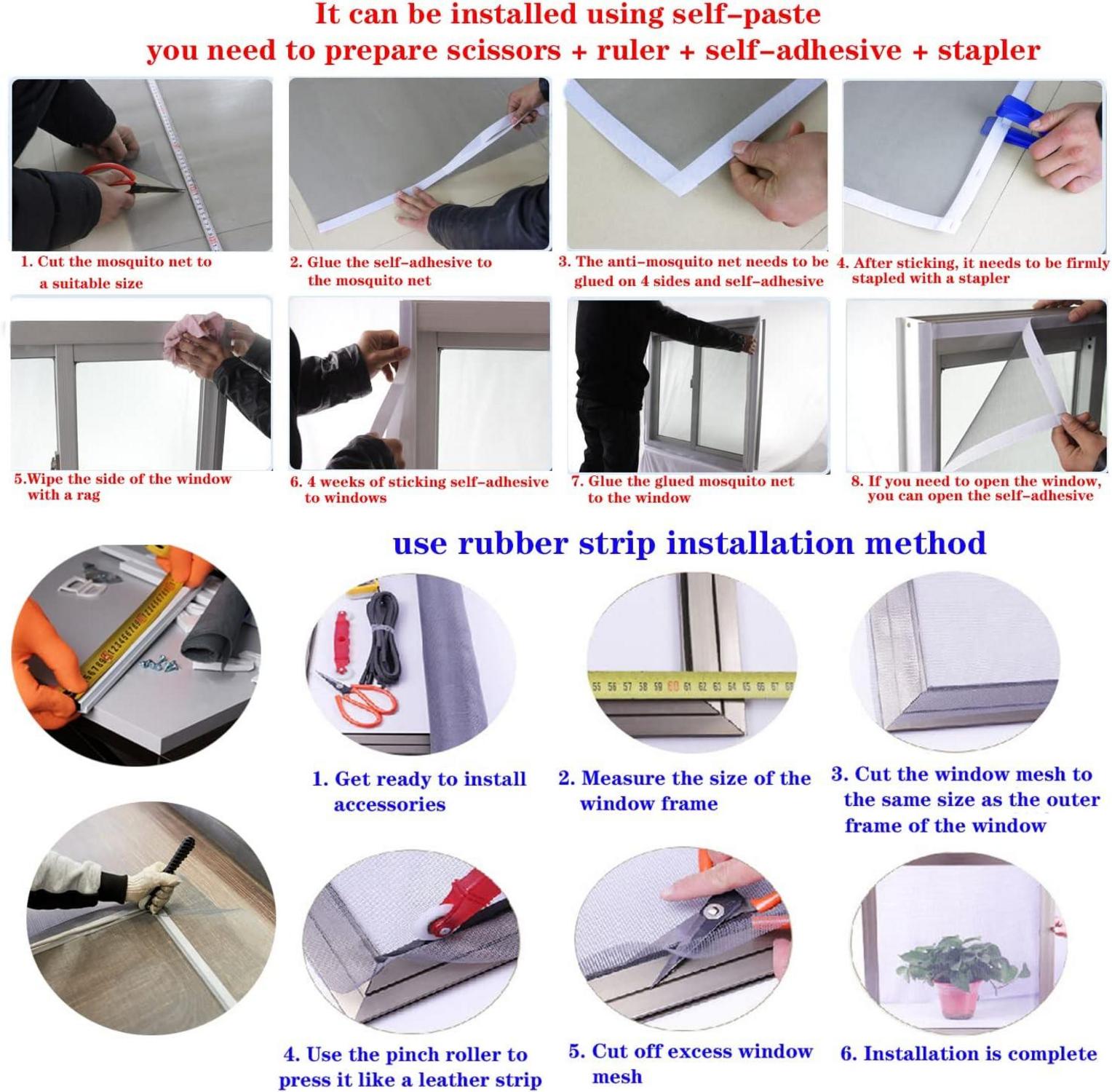 Insektenschutz Fenster 200x150cm - Moskitonetz Fiberglas Fenstergitter - Schneidbar, Reißfest, Langlebig - Fliegengitter Meterware