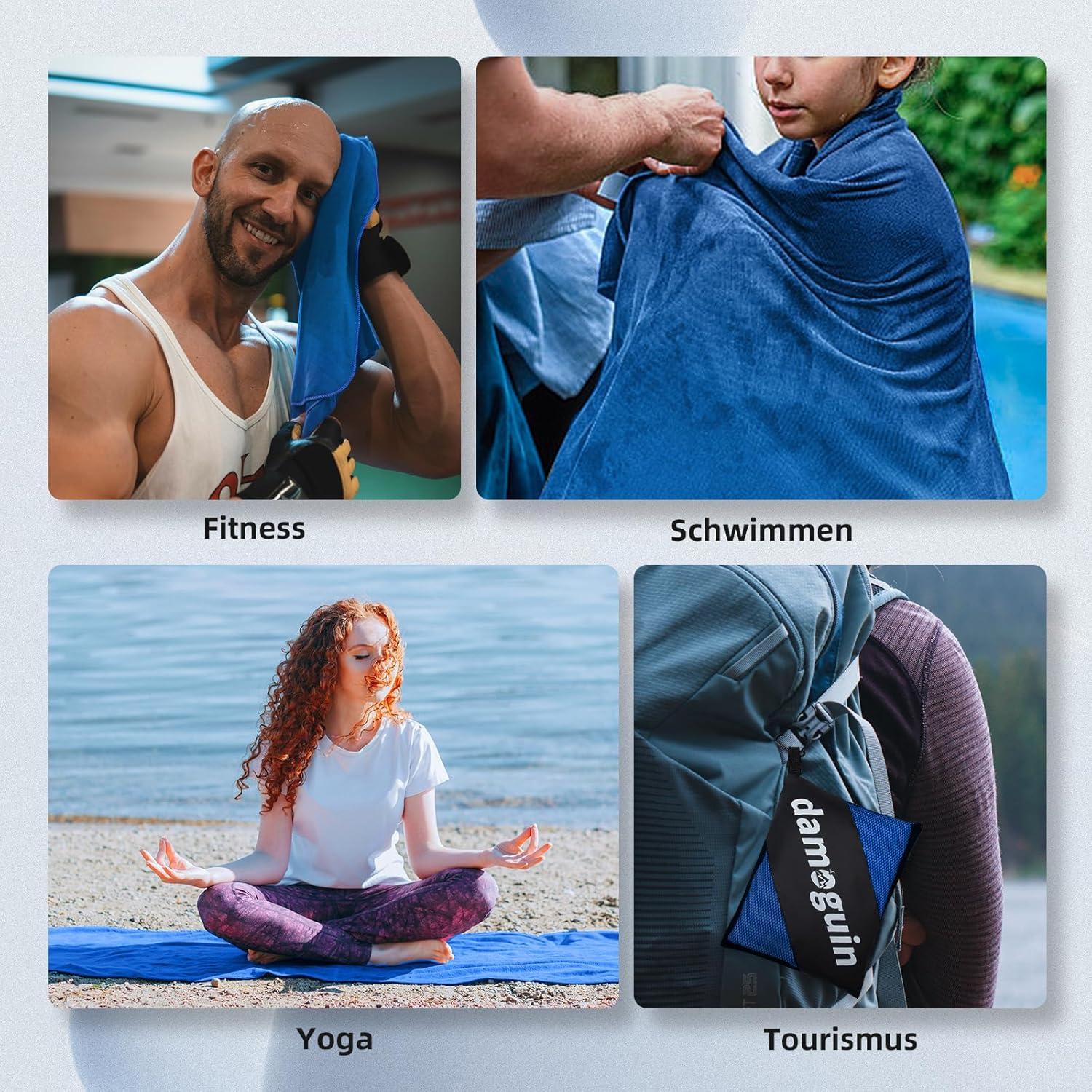 3er-Set Mikrofaser Fitness Handtuch Schnelltrocknend Strand Bad und