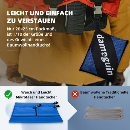 Mikrofaser Handtuch Set Groß Klein Fitness Sporthandtuch Dunkelblau