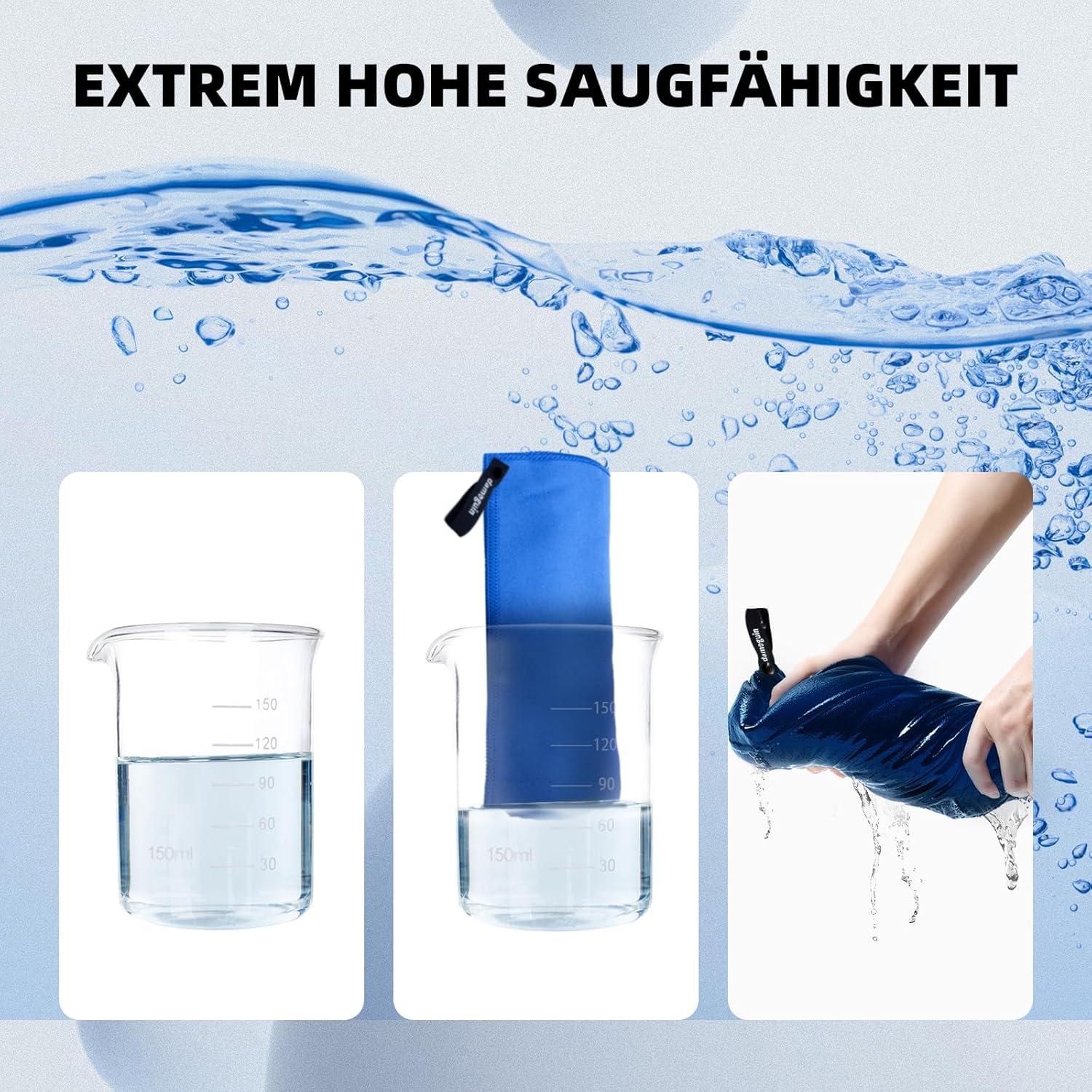 3er-Set Mikrofaser Handtuch Groß Klein Schnelltrocknend Fitness Strand