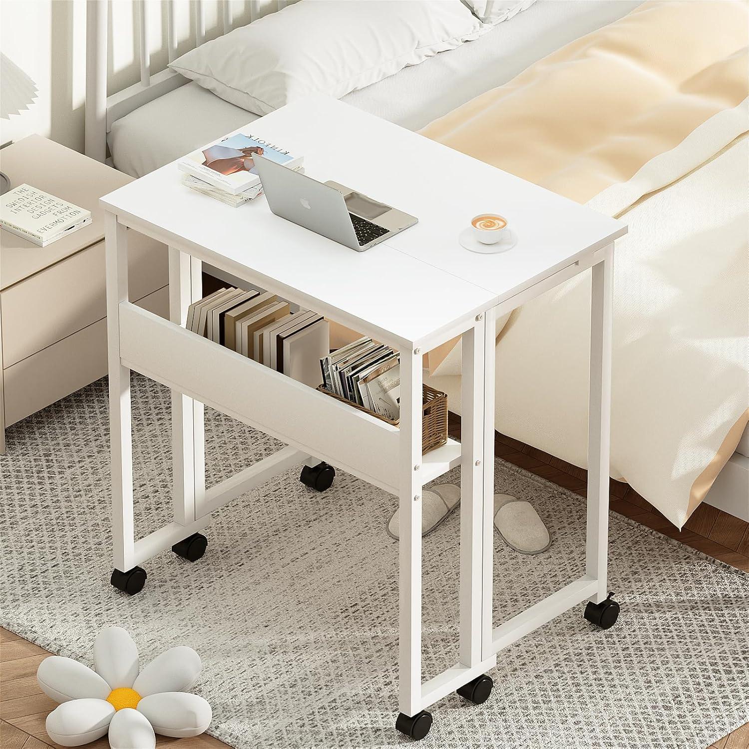 Kleiner Schreibtisch Klappbar 63 cm mit Rollen