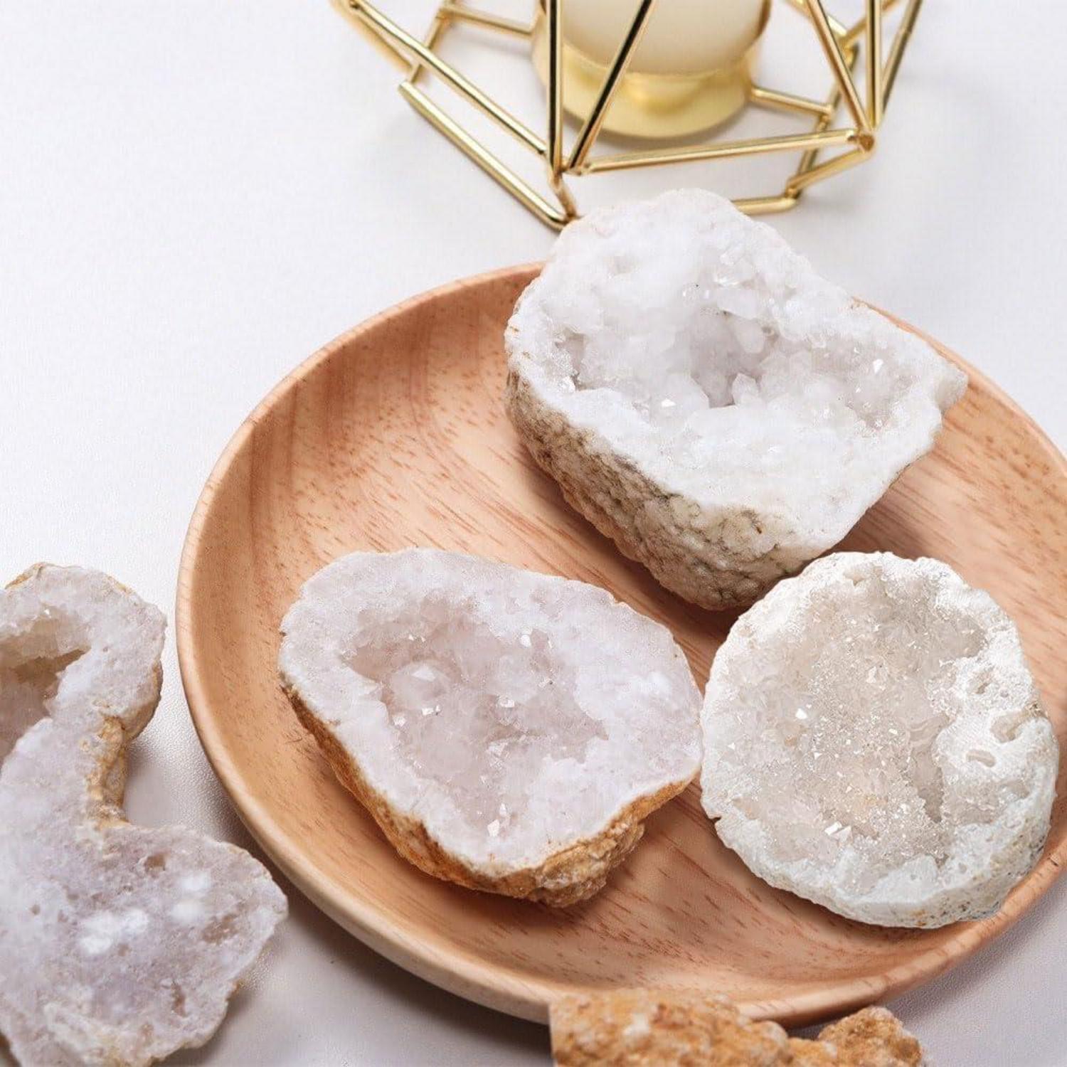 QianCannaor Kristalle Geode Set klare Quarz Meditation Energie