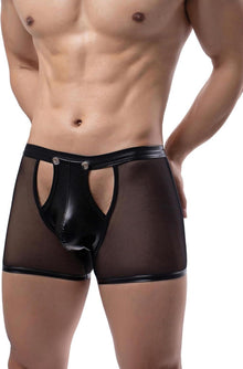 Herren Boxershorts Kunstleder Sexy Wetlook Unterwäsche Sissy