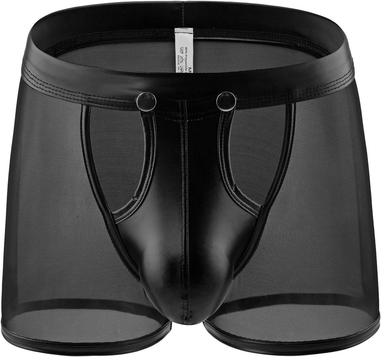 Sexy Herren Boxershorts Kunstleder Wetlook Sissy Dessous M Schwarz
