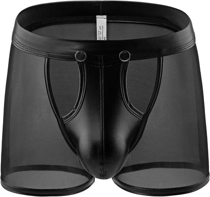 Sexy Herren Boxershorts Kunstleder Wetlook Sissy Dessous M Schwarz