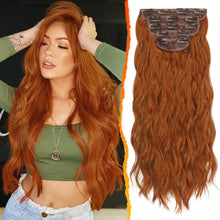 Clip-In Haarverlängerungen Synthetik Auburn Wellig 50cm 5er Pack
