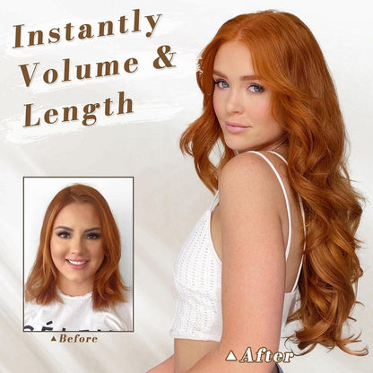 Clip Haar Extensions Auburn Wellige Synthetik 5 STÜCKE 50CM