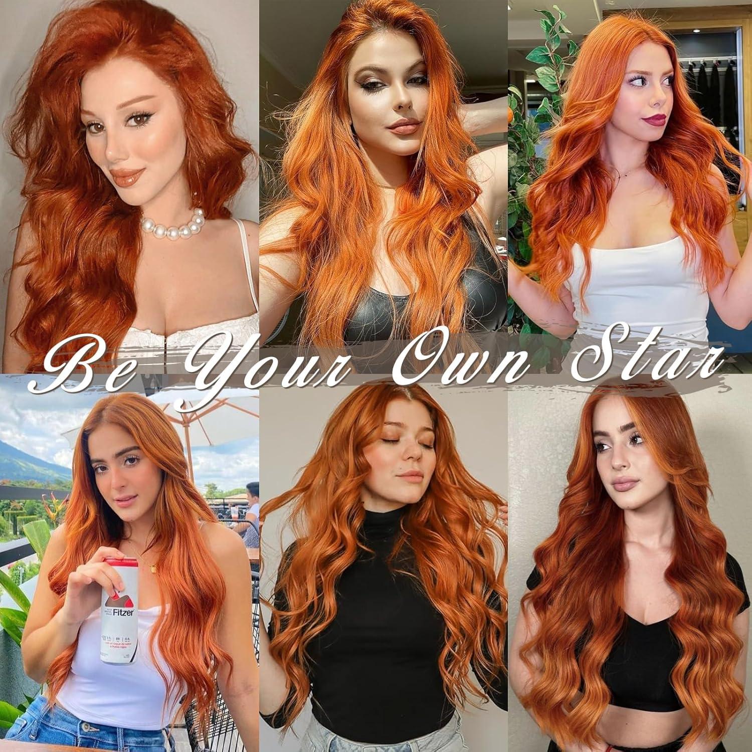 Clip Haar Extensions 5 STÜCKE 50CM Kupfer Auburn Wellige
