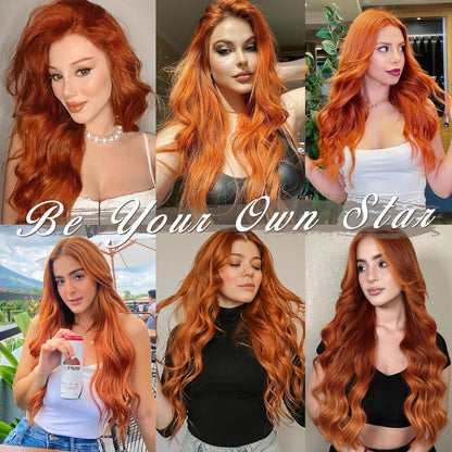Clip Haar Extensions 5 STÜCKE 50CM Kupfer Auburn Wellige