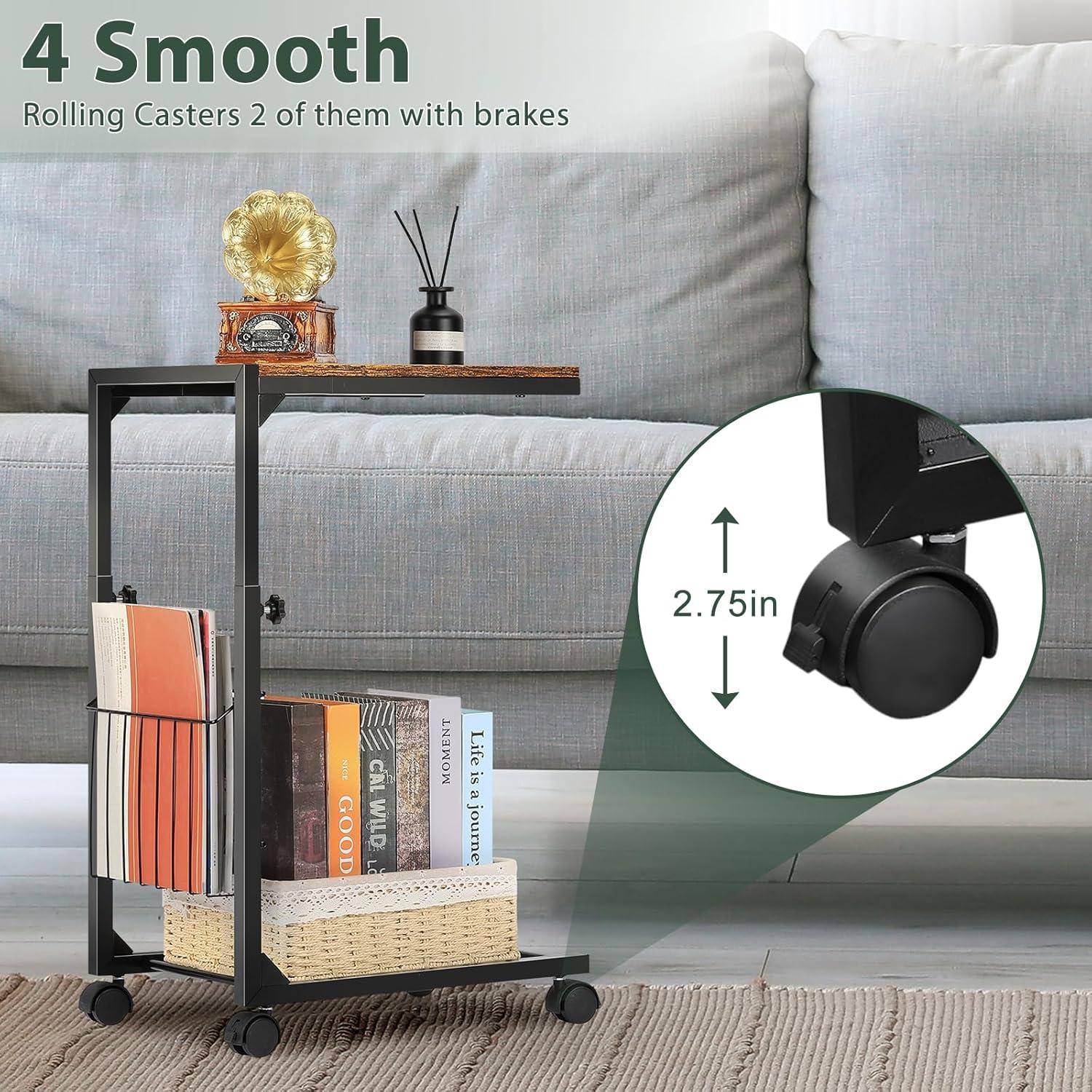 Beistelltisch C Form Kaffeetisch Couchtisch mit Rollen