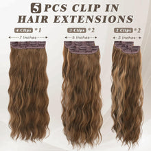 Braune Wellige Clip-In Haarverlängerungen 50cm - 5 STÜCKE