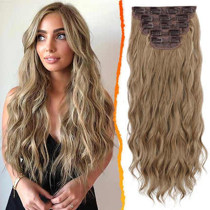 Clip Haarverlängerungen Lang Wellig Synthetik Haarteile 5 STK 50CM